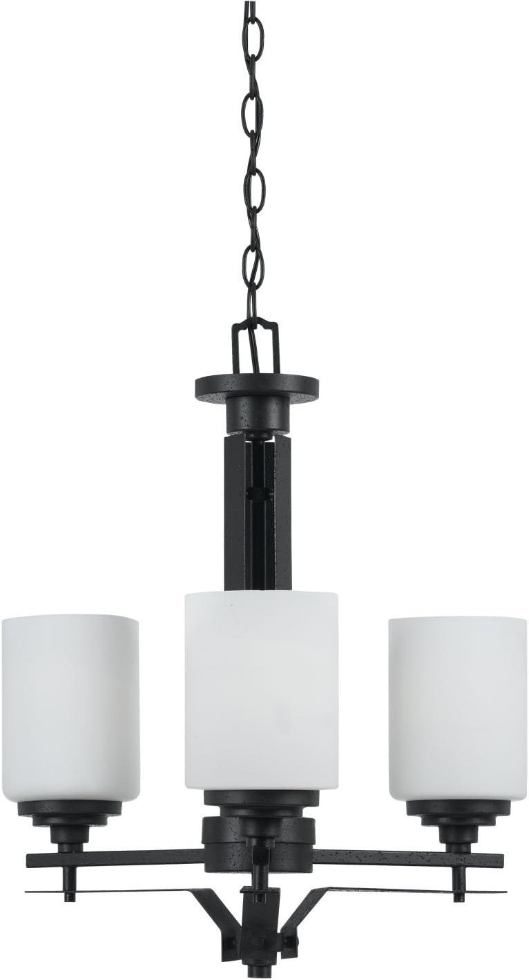 3 Light Hand Forged Iron Chandelier with Glass Shades K593056