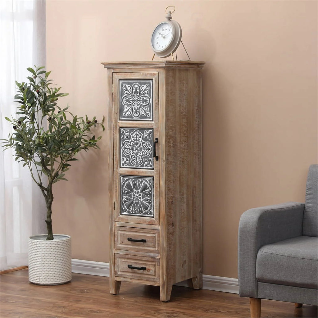 2 Drawer Wood Tall Tower Cabinet Set of 2 Z733