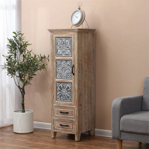 2 Drawer Wood Tall Tower Cabinet Set of 2 Z733