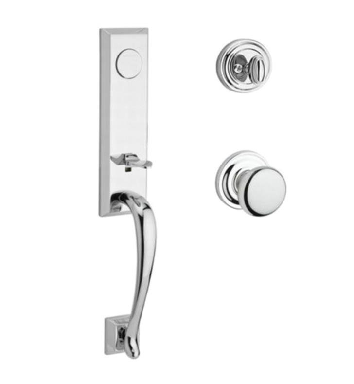 Satin Nickel Handleset with Round Knob and Traditional Round Rose Q643248
