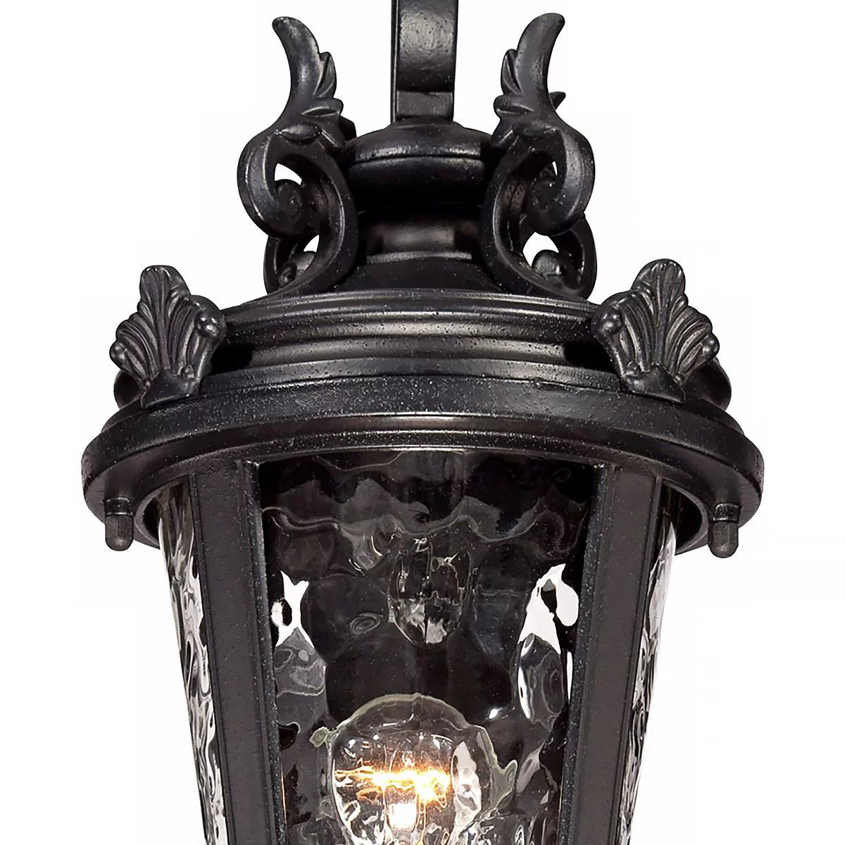 Black 19" Clear Hammered Glass Outdoor Wall Light Fixture N94230