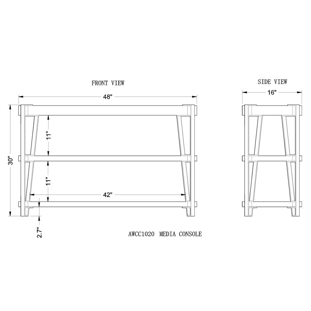 Natural Solid Wood with Metal Media Console Table O3901