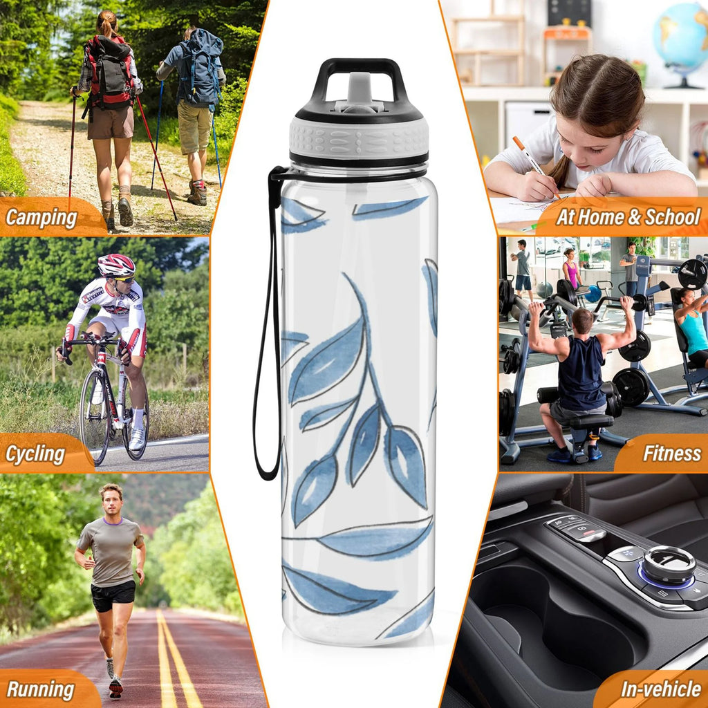 Blue Leaves 32oz Tritan Leakproof Sports Bottle with Straw Z9039