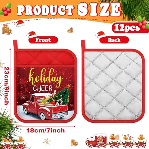 12 Pcs Christmas Pot Holders with Pocket Y958551