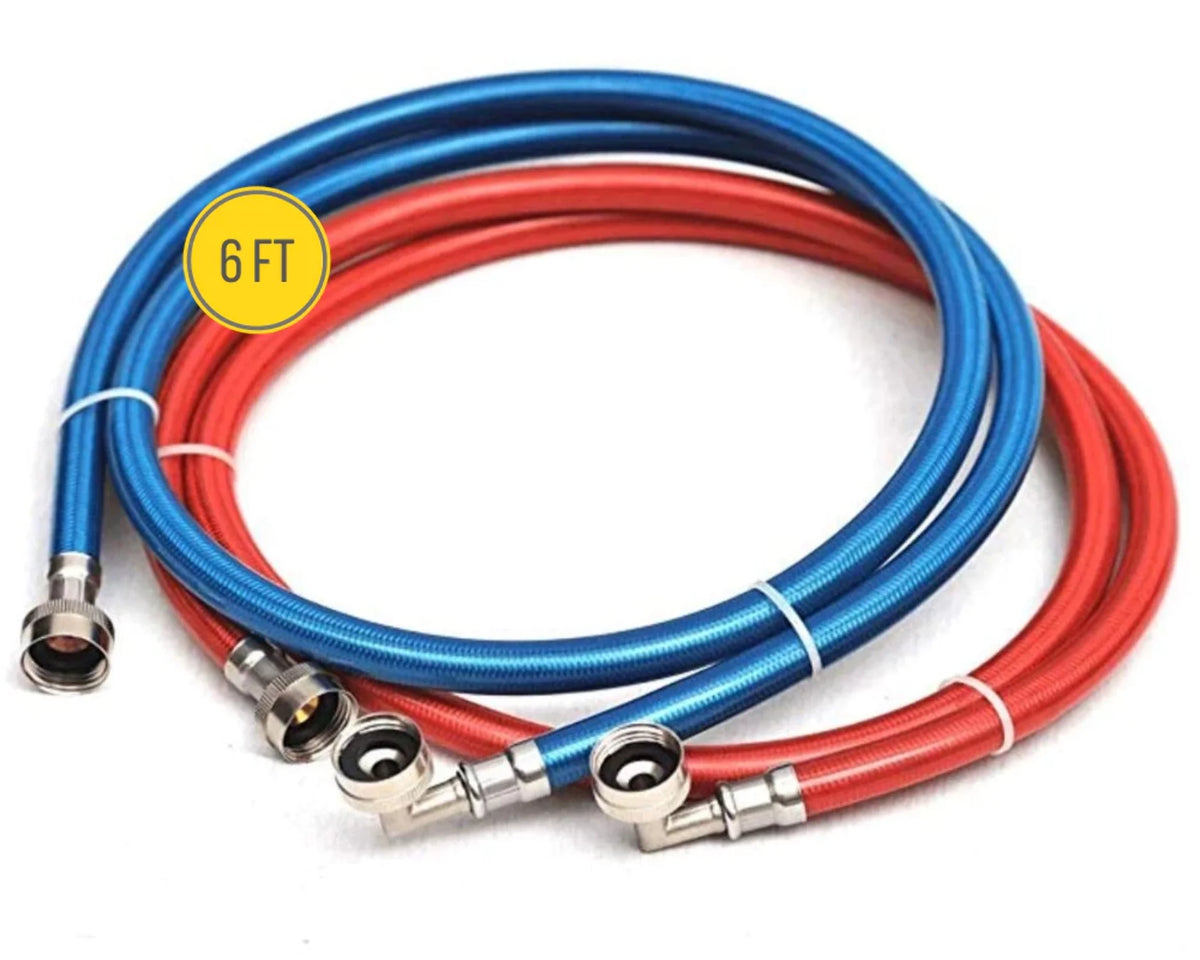 Stainless Steel Braided Washing Machine Water Supply Line Hoses 6 ft 2 pack K6336