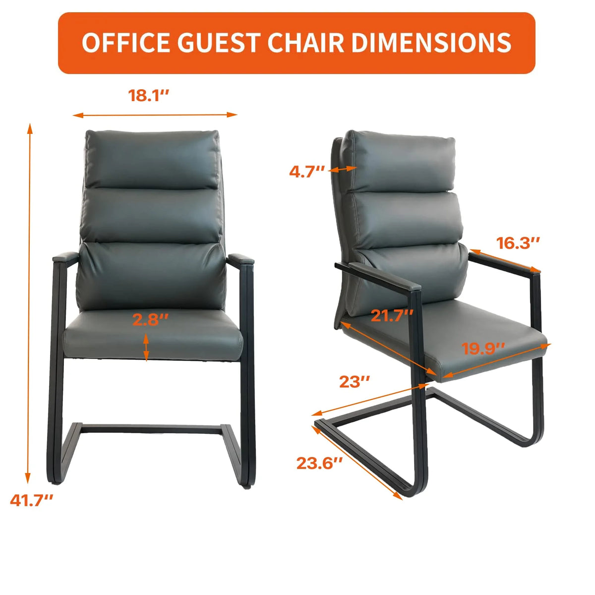 Gray 4 Pack Bonded Leather Office Guest Chair with Sled Base Z2331