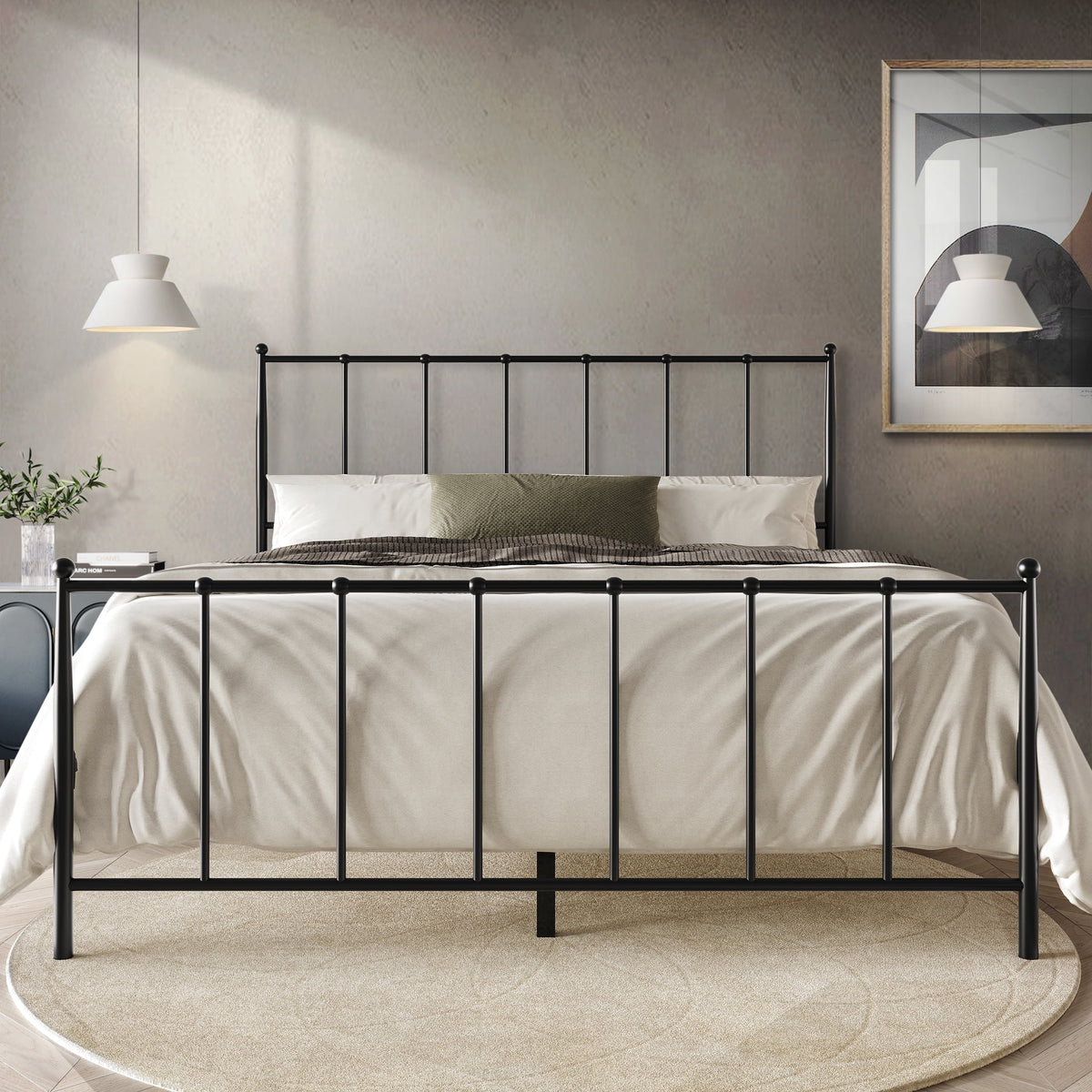 Twin Size White Metal Platform Bed W923694