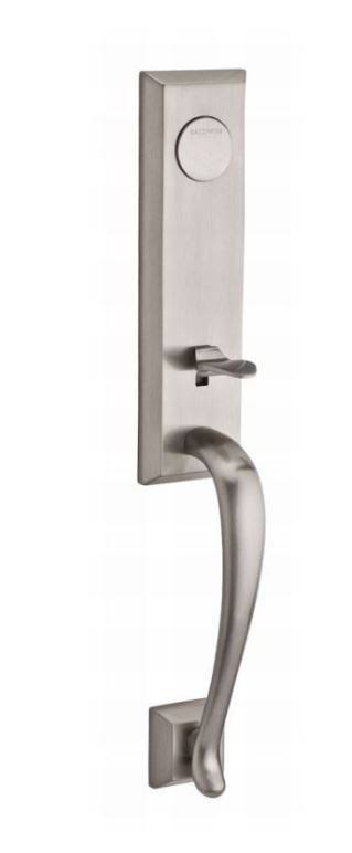 Satin Nickel Handleset with Round Knob and Traditional Round Rose Q643248