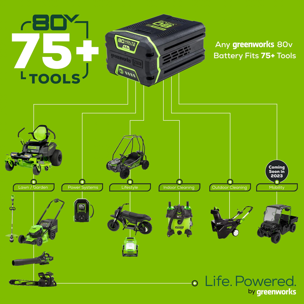 80V Cordless Battery Polesaw with 2.0Ah Battery & Rapid Charger P521