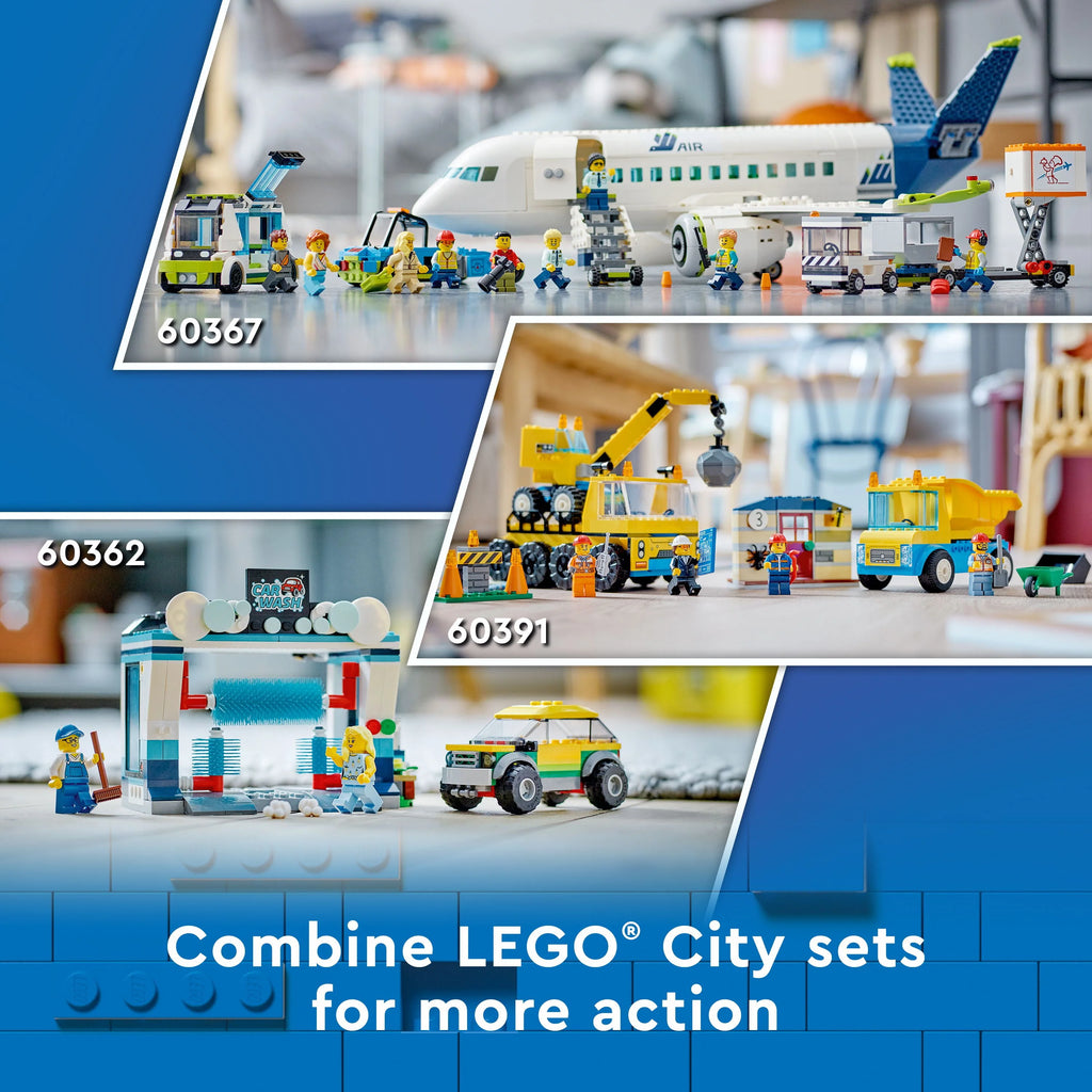 Airplane Building Toy Set with Passenger Bus and Minifigures N7183