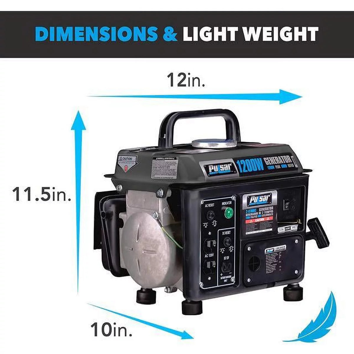Portable Gas-Powered Generator with Carrying Handle, 1200W, Black/Gray F3352