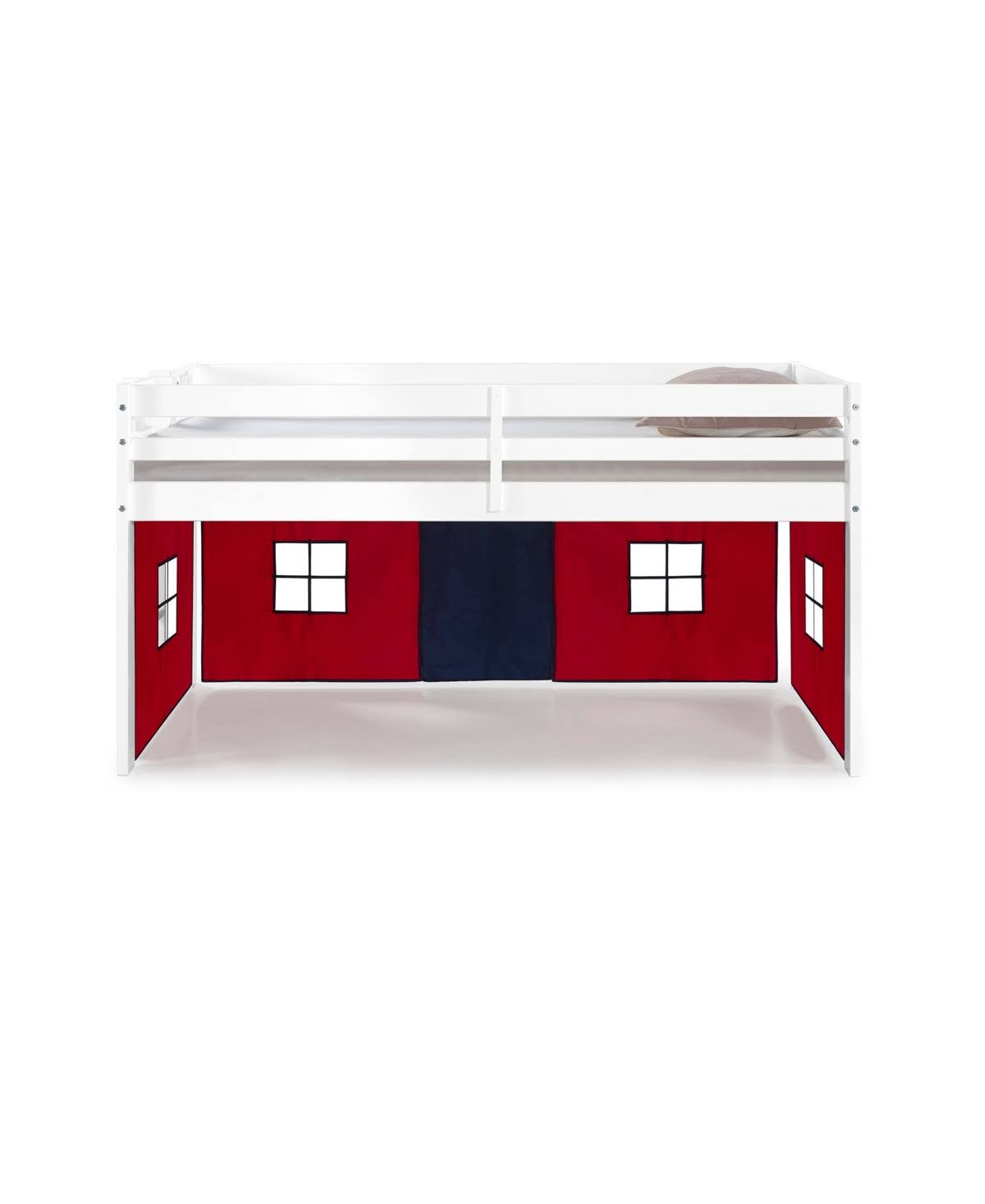White Twin Junior Loft Bed with Playhouse Tent C492
