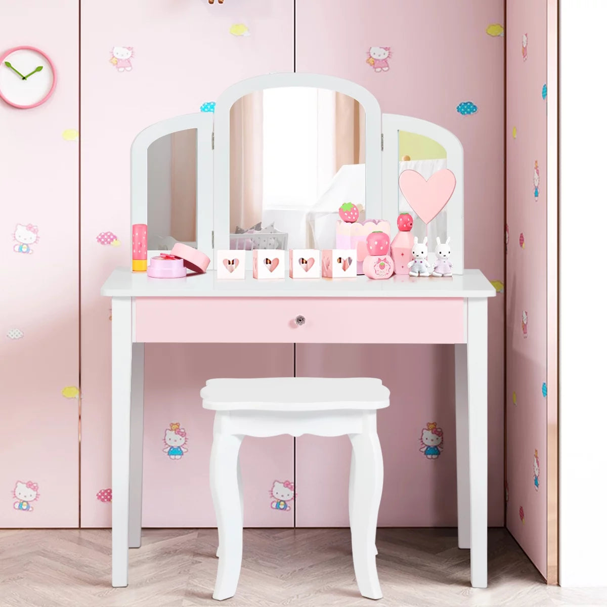 Kids Vanity Set with Mirror White K5788