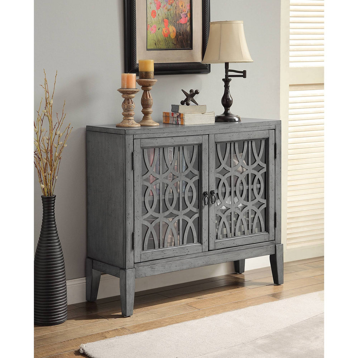 2 Door Gray Cabinet U1657