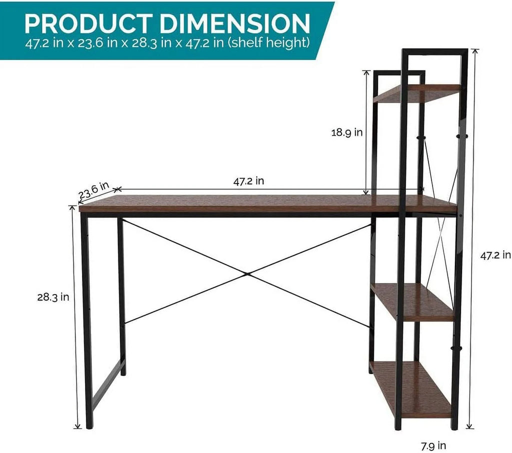 Brown Computer Desk with Shelves X679696