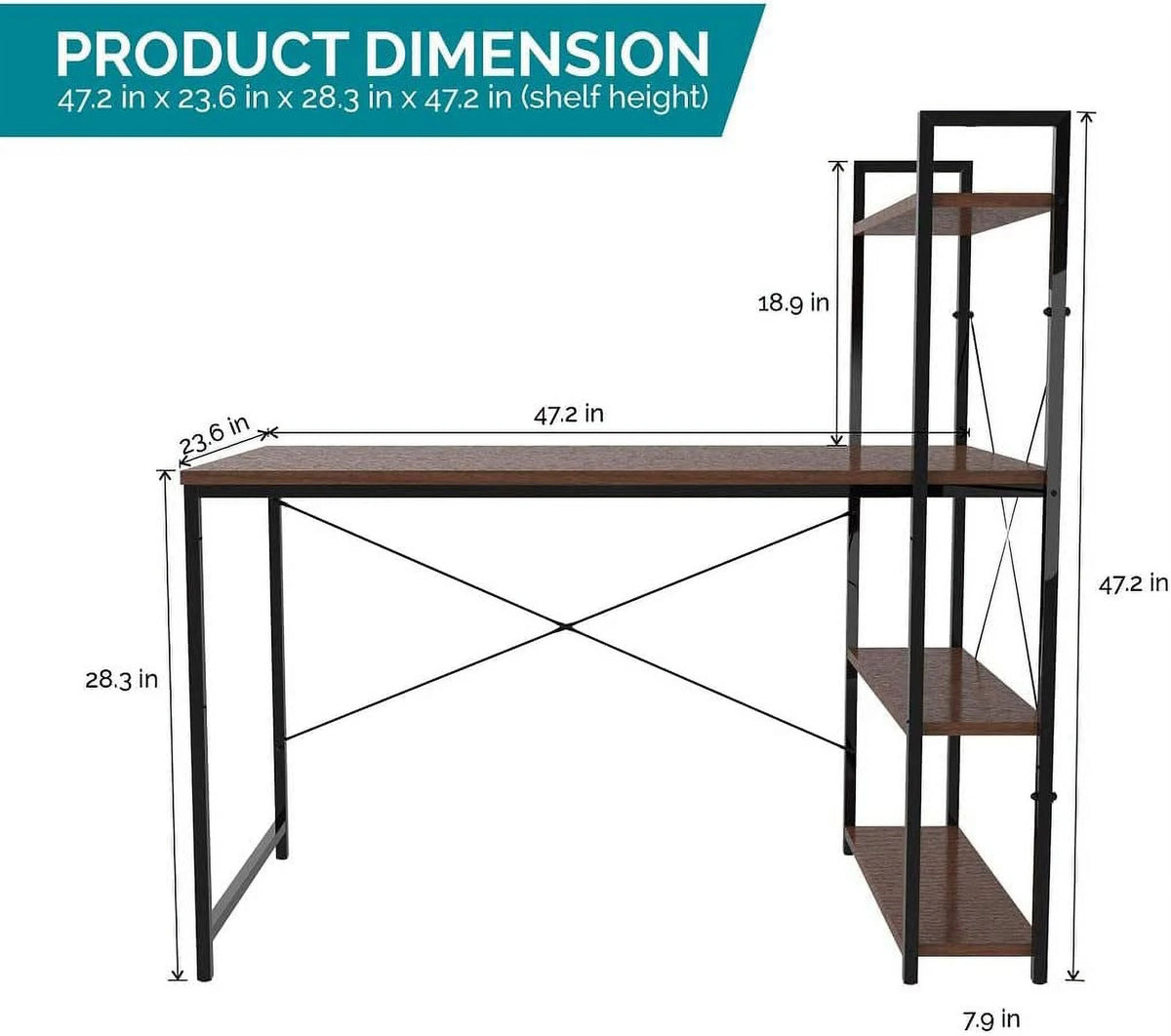 Brown Computer Desk with Shelves X679696