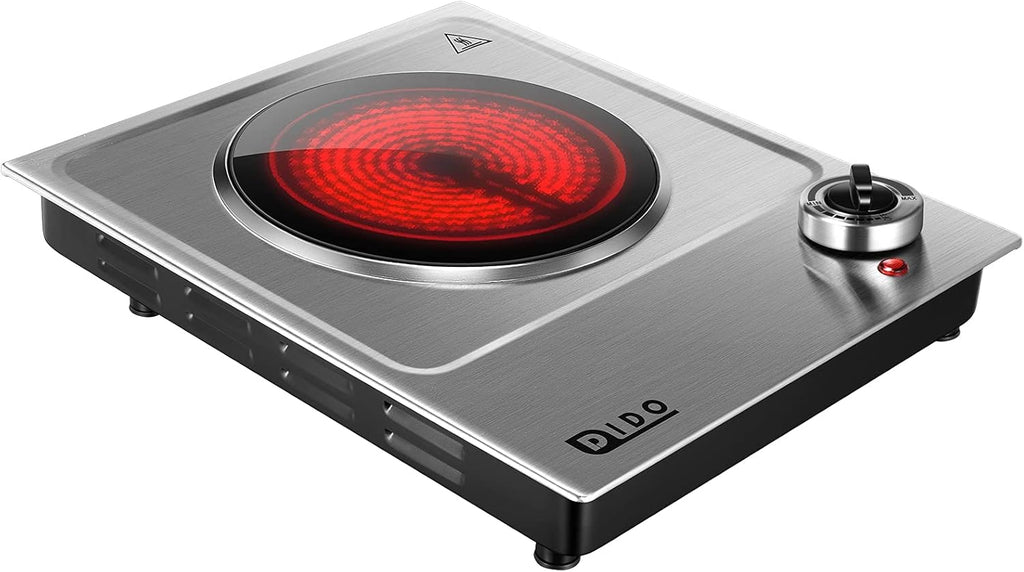 1800W Portable Electric Double Burner Hot Plate with Stainless Steel Cooktop F633