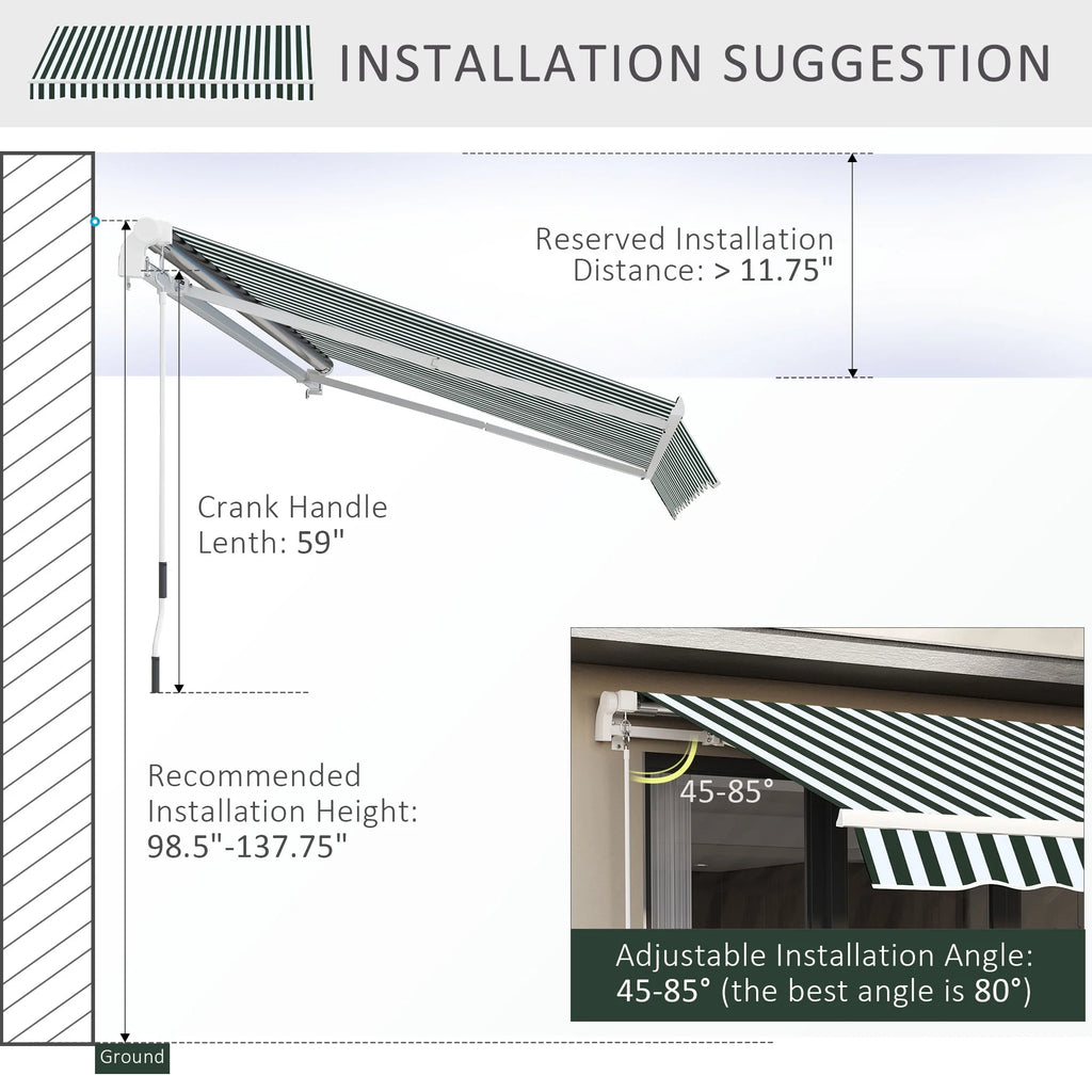 Green White Retractable Patio Awning T893