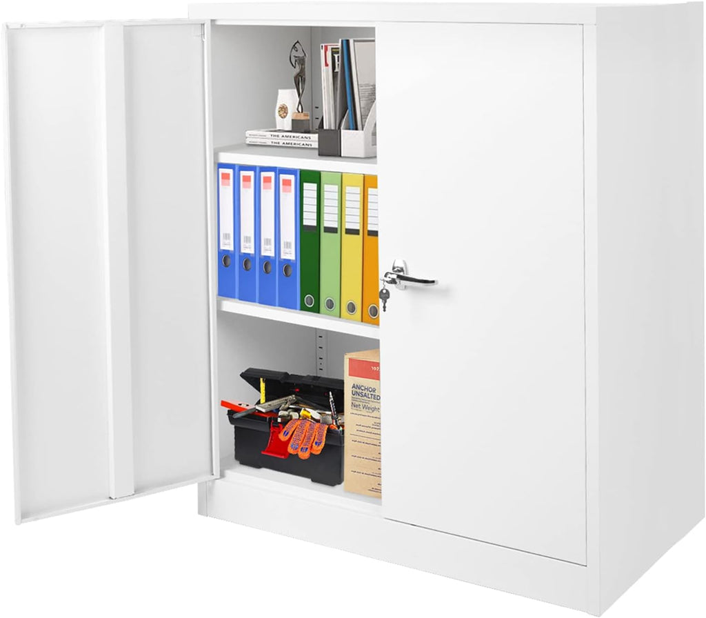 Metal Storage Cabinet Locking Steel Storage Cabinet 42” with Lock and Doors, Adjustable Shelves D632