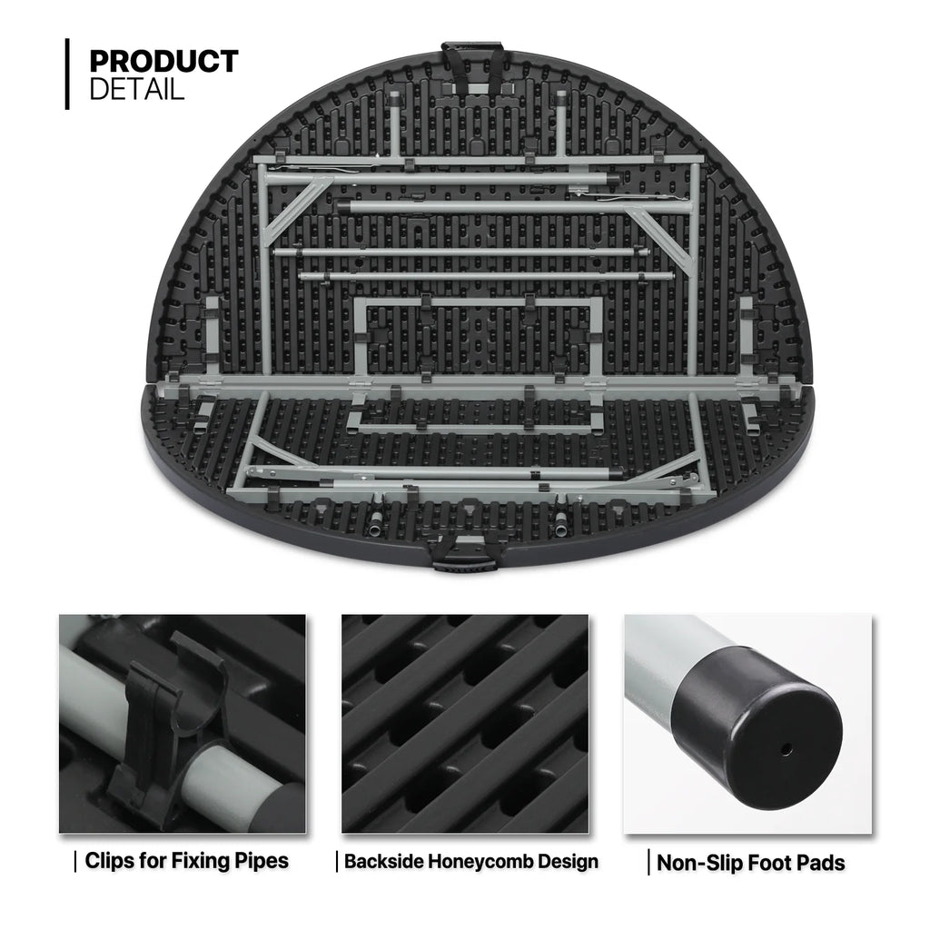 11 Pieces 4.5 Ft Round Foldable Table and Chair Set Black U10094