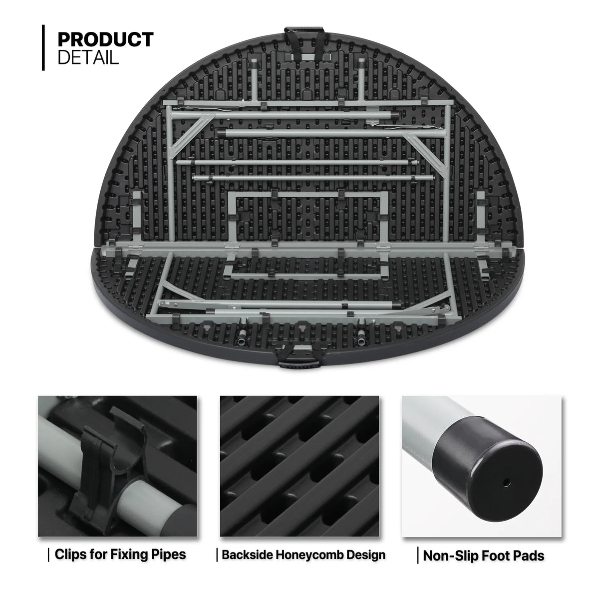 11 Pieces 4.5 Ft Round Foldable Table and Chair Set Black U10094