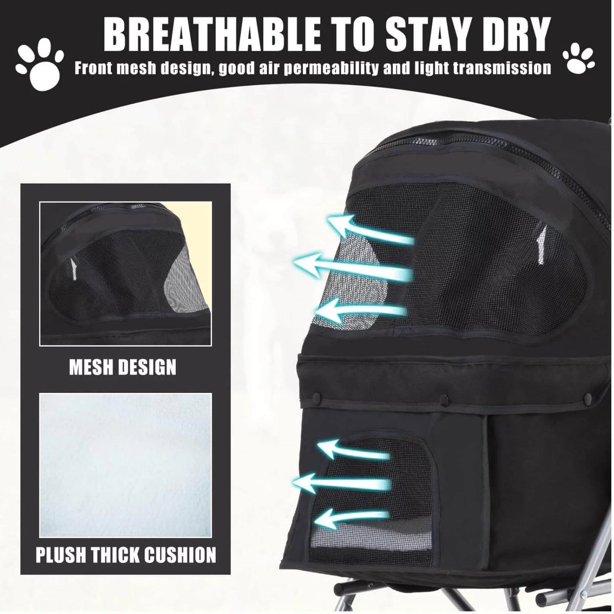 4 Wheels Foldable Pet Stroller with Storage Basket U735252