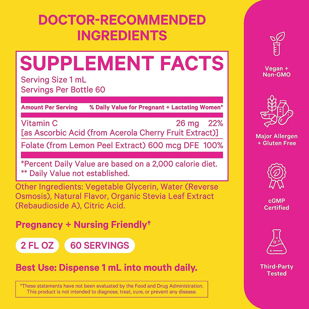 Liquid Folate Vitamin B9 with Vitamin C, 2 oz O7827