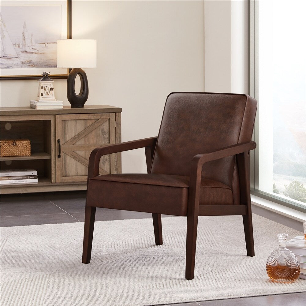 Dark Brown Faux Leather Accent Chair R722