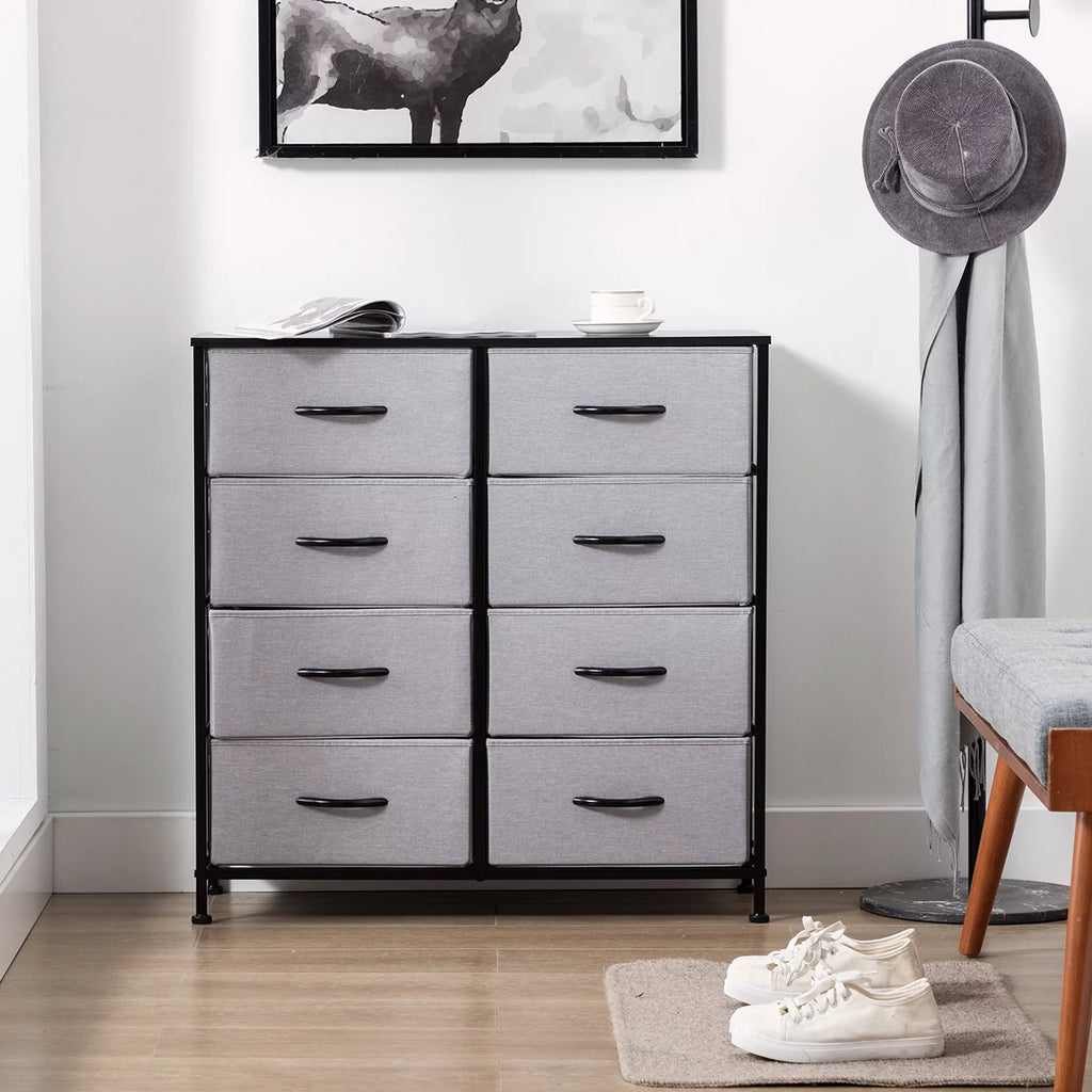 Black 8 Drawer Fabric Dresser C22638