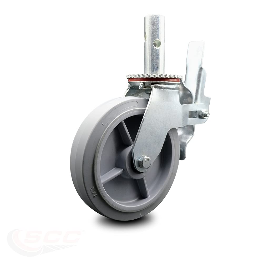 8 Inch Black Rubber Swivel Caster on Cast Iron Wheel, 600 lbs. Capacity, Pack of 2 T822902