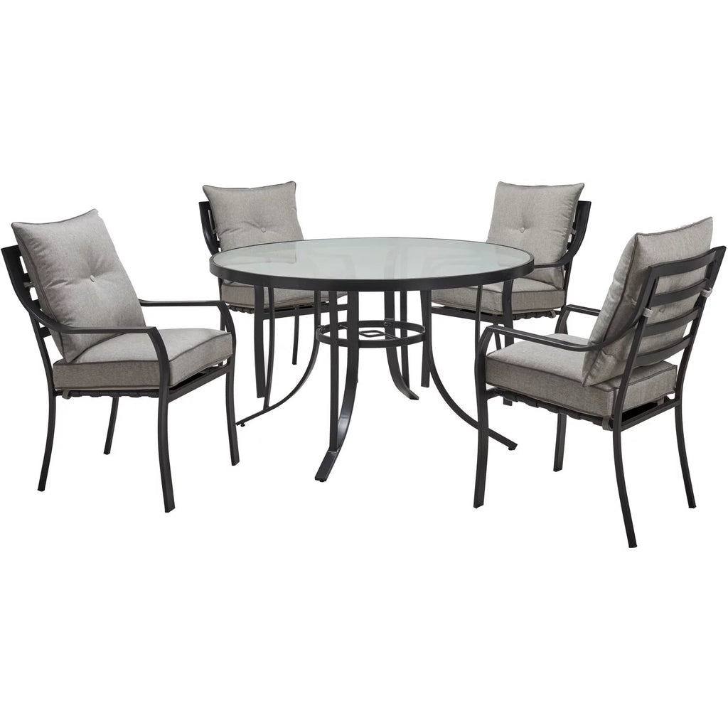 5-Piece Dining Set with 4 Chairs and Round Glass-Top Table B39414