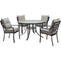 5-Piece Dining Set with 4 Chairs and Round Glass-Top Table B39414