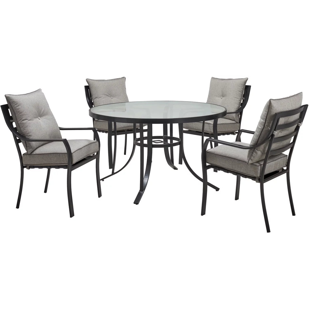 5-Piece Dining Set with 4 Chairs and Round Glass-Top Table B39414