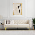 Ivory Velvet Sofa with Gold Finish Metal Legs D525