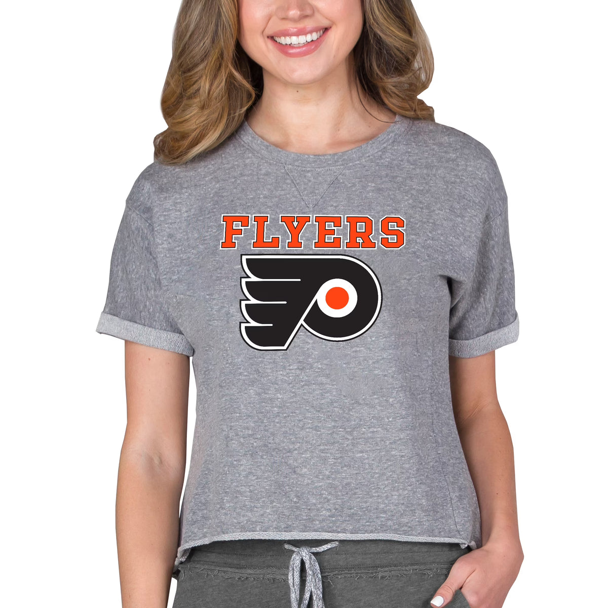 Heather Gray Tri-Blend Terry Short Sleeve Sweatshirt Top Y386103