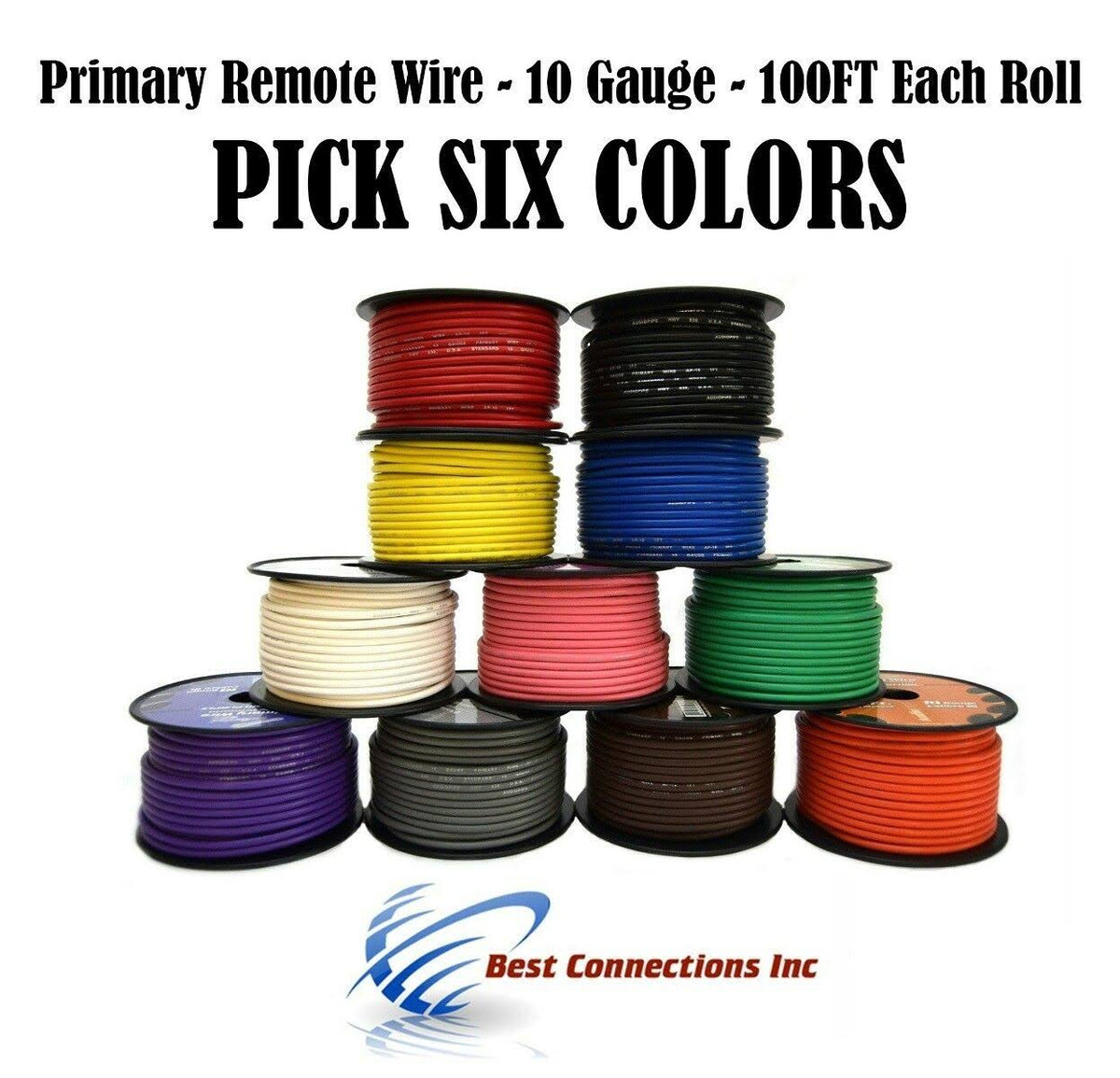 10 Gauge 100 Feet 6 Rolls Primary Remote Power Auto Ground Wire Cable T488