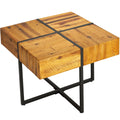 Solid Wood End Table with Black Metal Frame S79632
