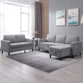 Light Gray 3 Pcs Convertible Sectional Sofa with Storage Ottoman W460