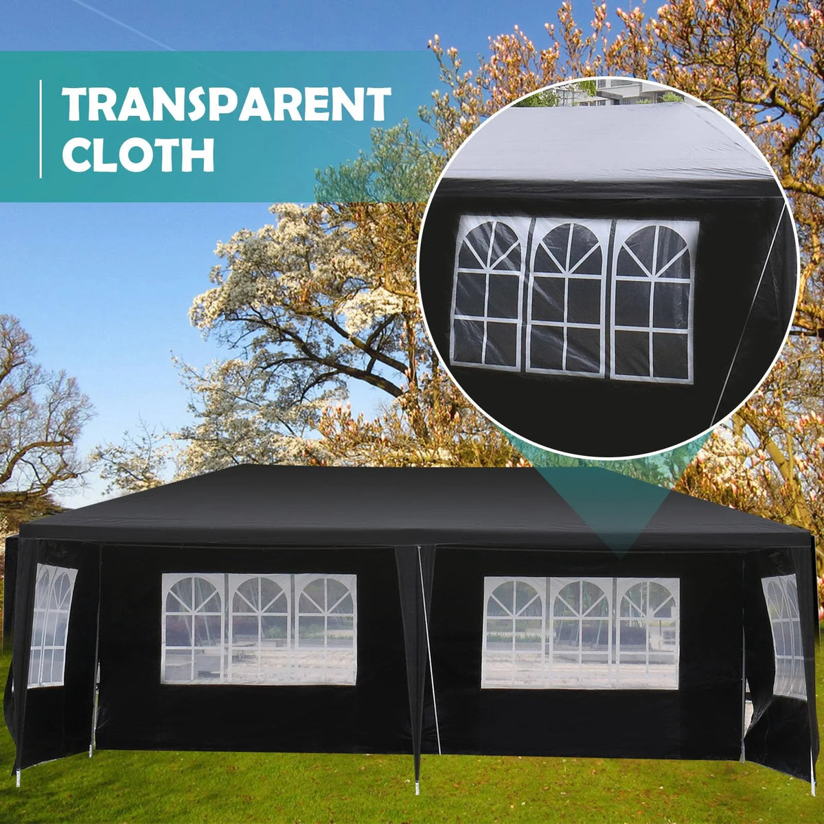 10'x20' Waterproof Outdoor Party Tent with 4 Removable Sidewall and 2 Door J161