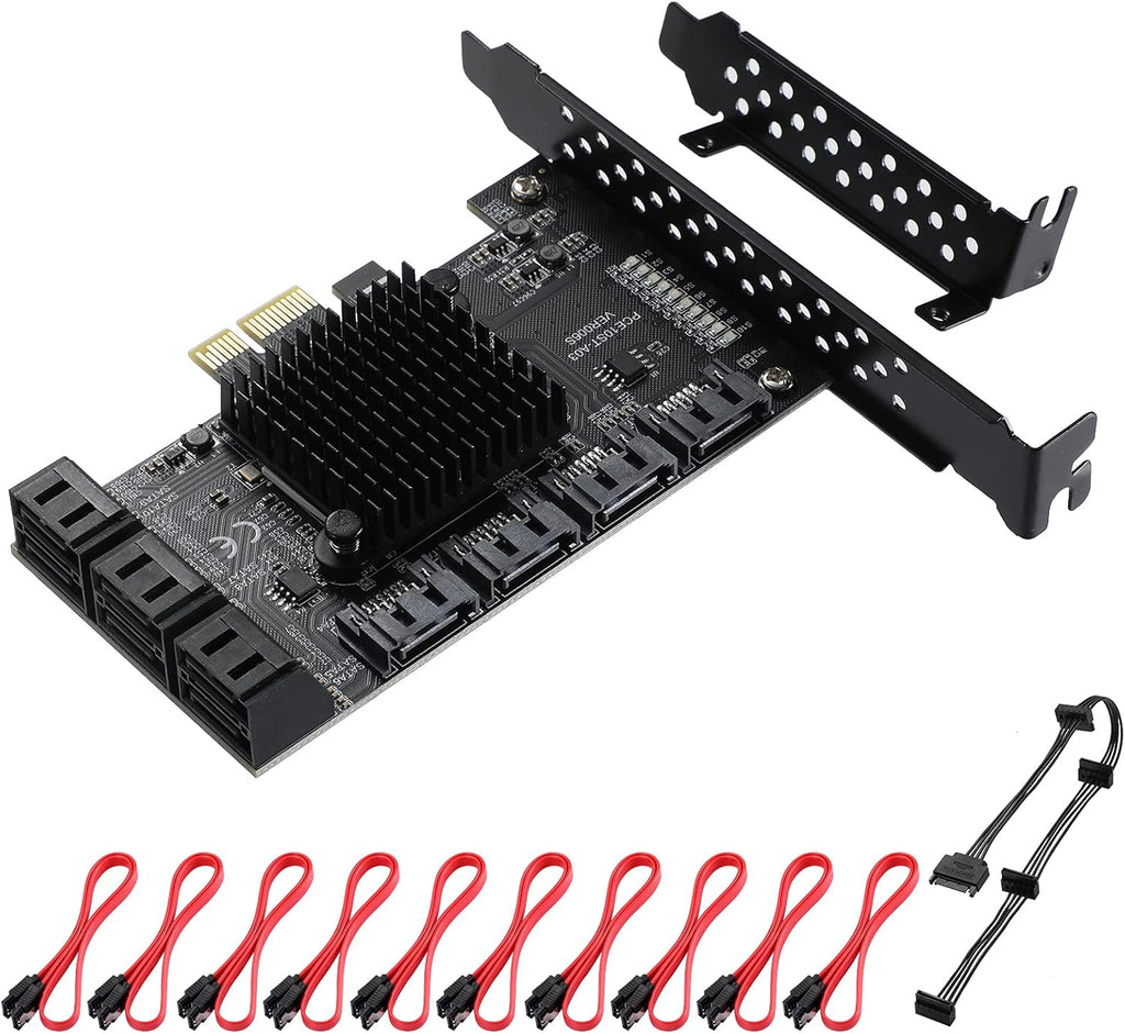 6 Port PCIe SATA 3.0 Card with 6 SATA Cables and Low Profile Bracket I8313