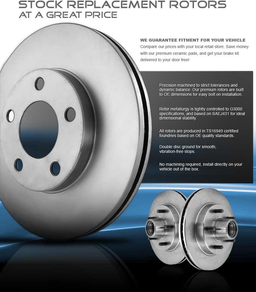 Premium OE 5 Lug Rotors + Ceramic Brake Pads + Clips G9965