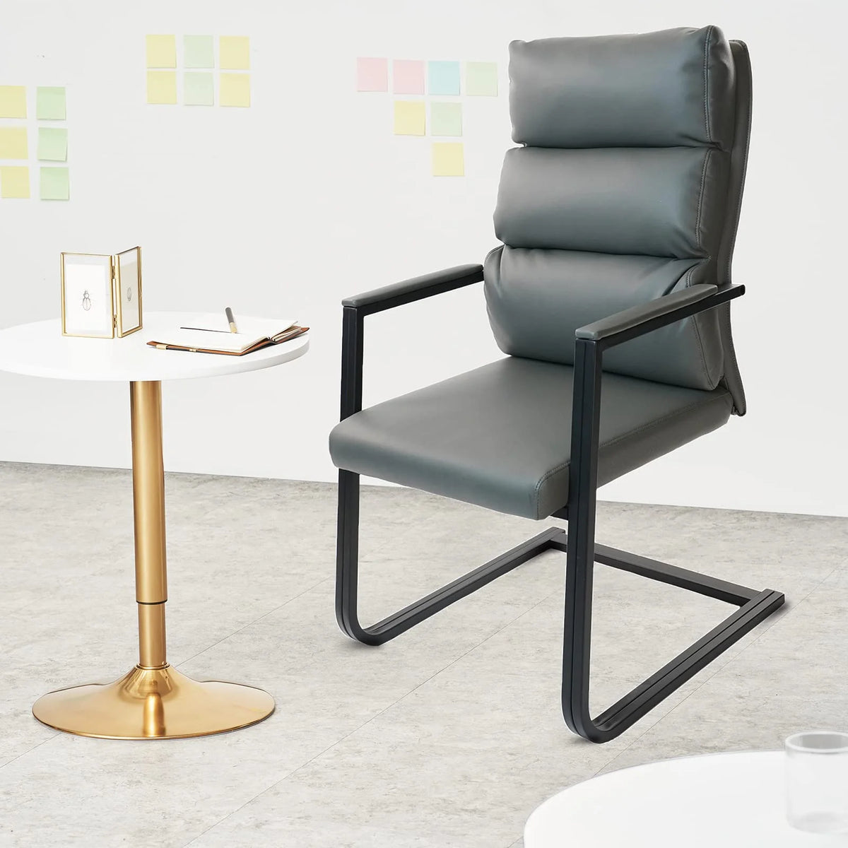Gray 4 Pack Bonded Leather Office Guest Chair with Sled Base Z2331