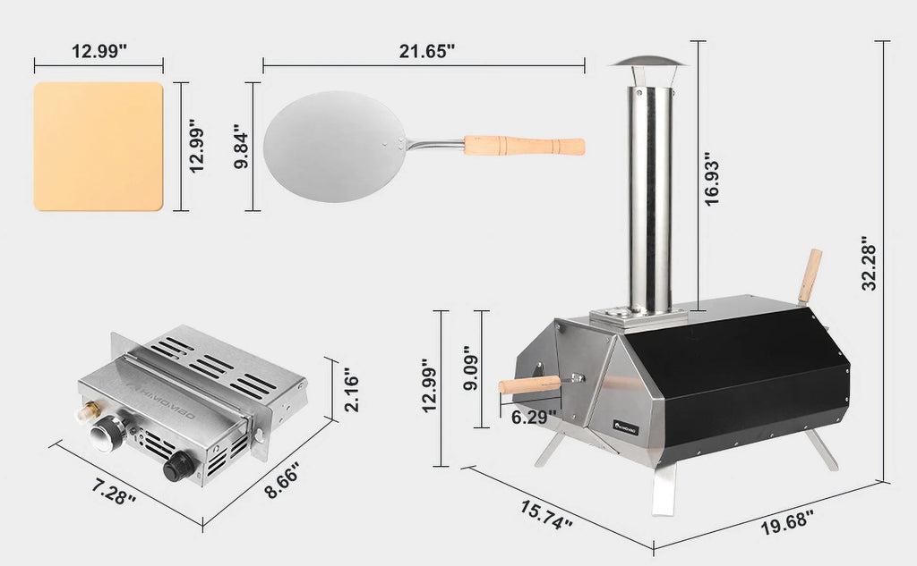 13 Multi-Fuel Pellet Fired Pizza Oven with Pizza Stone Q8042