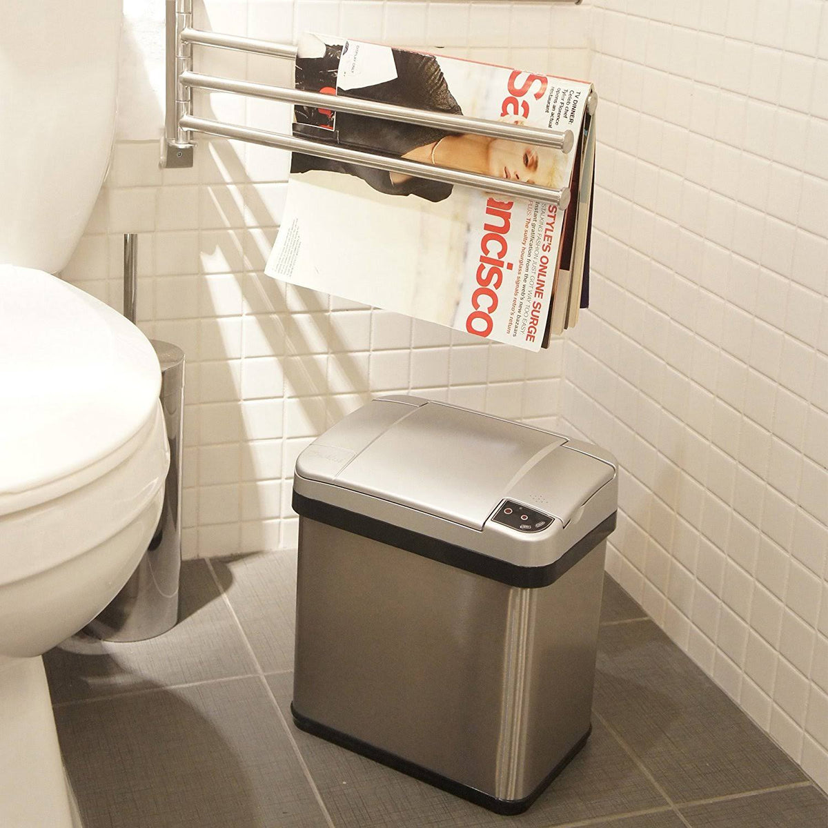 13 Gallon and 2.5 Gallon Stainless Steel Sensor Trash Cans Set of 2 M149958