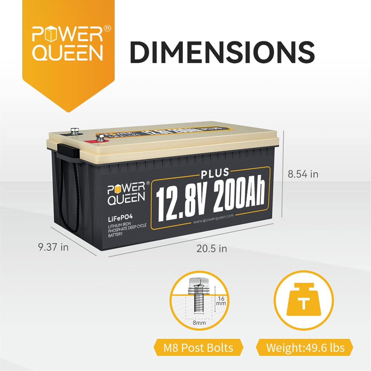 12.8V 12Ah LiFePO4 Battery, IP65, Built-in 12A BMS, Pack of 2 K4286