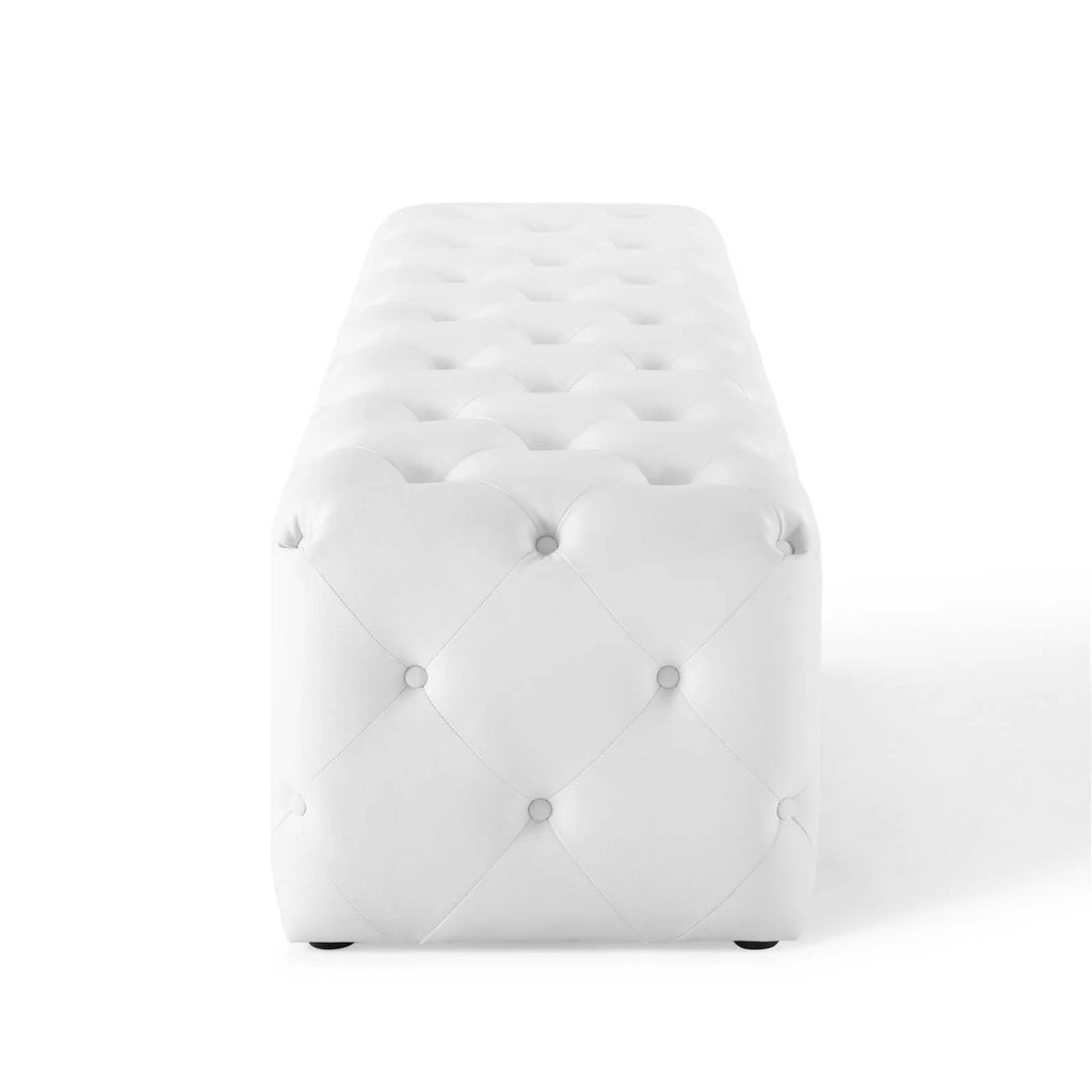 White Faux Leather Tufted Bench M332214