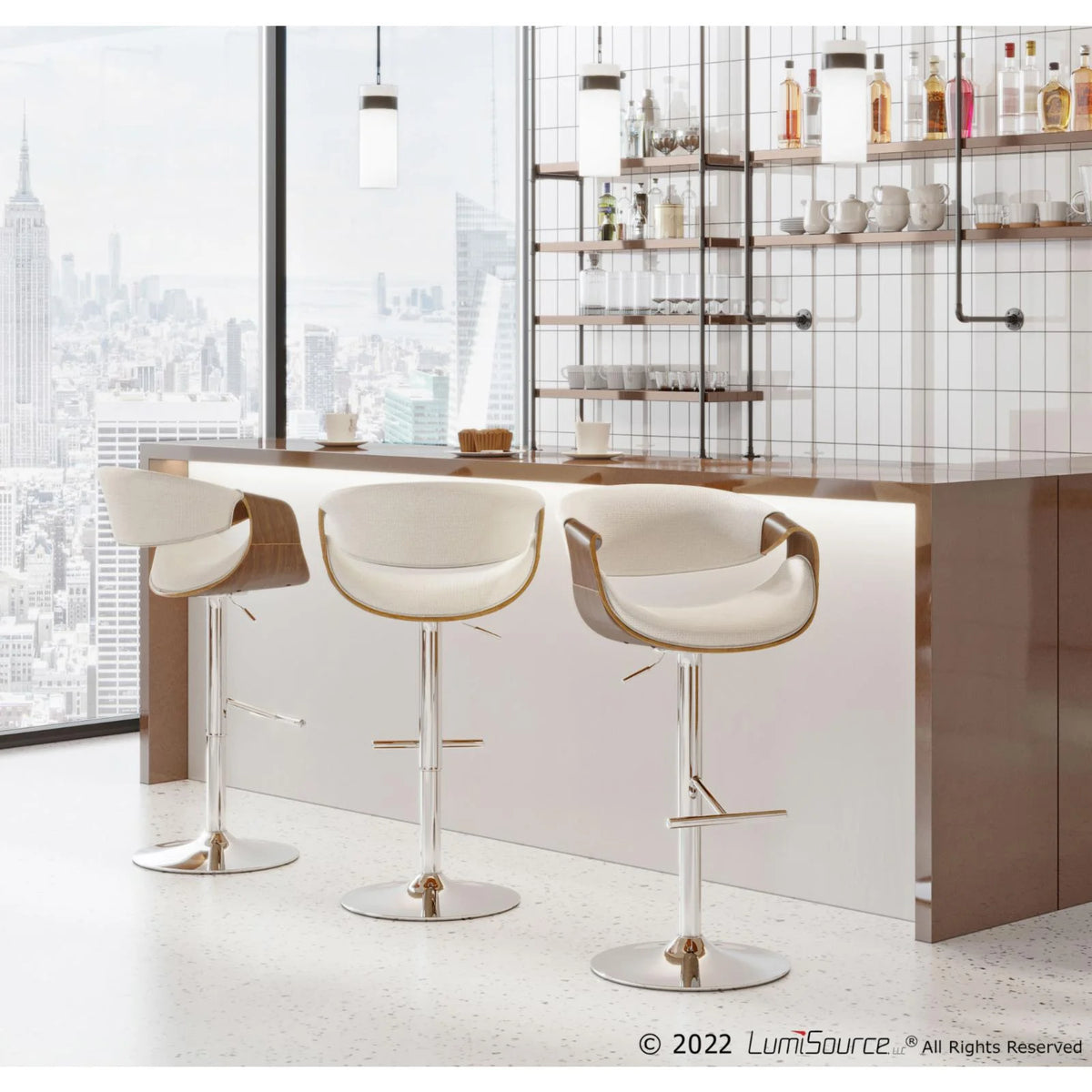 Adjustable Swivel Barstool Set Of 2 Y5324