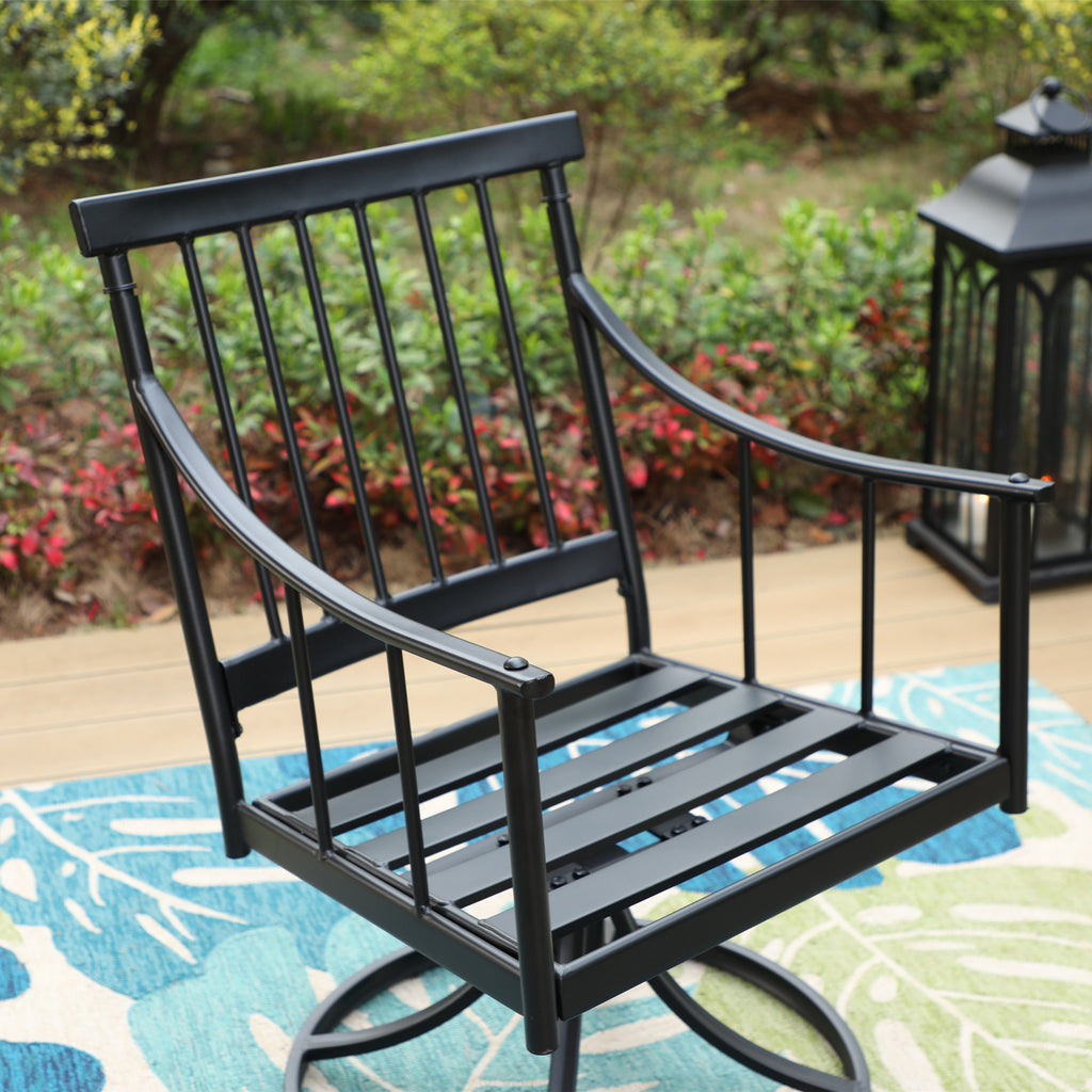 7-Piece Outdoor Dining Set with Faux Wood Table and Swivel Cushioned Chairs J400