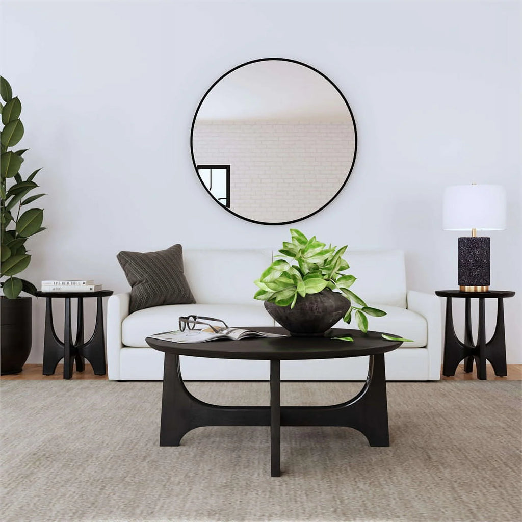 Black Wood Round End Table H38072