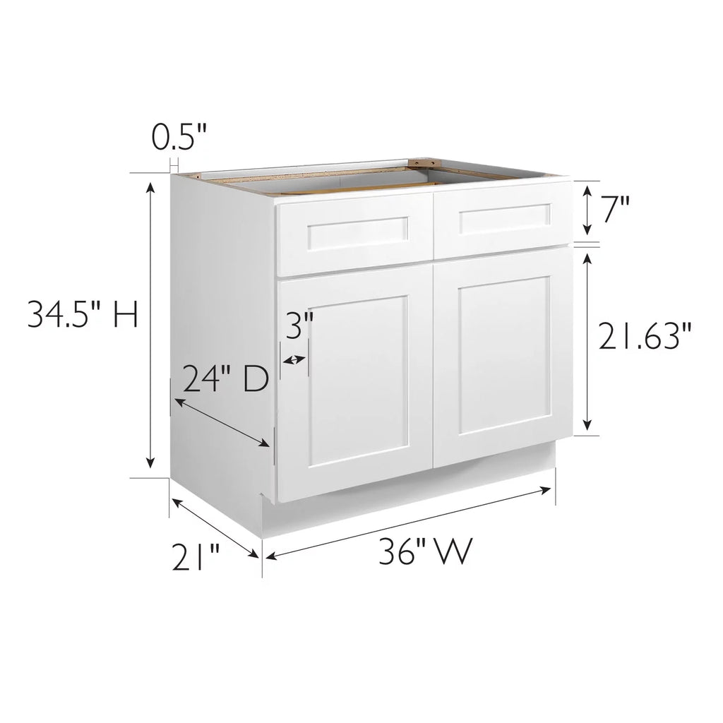 White Shaker Base Kitchen Cabinet 36x34.5x24 I487